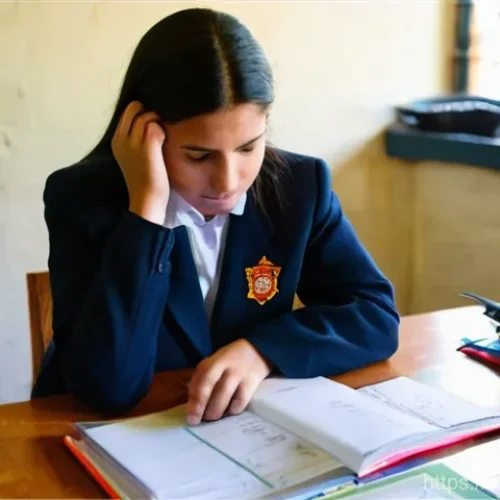 Home 15 학교 교복 비용 - **Prompt:** A stressed Spanish-speaking mother in her late 30s or early 40s, dressed in comfortable ...