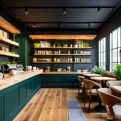 Home 1 카페 창업 비용 - **Prompt for Ambiance and Design:**
"A beautifully designed, cozy coffee shop interior, bathed i...